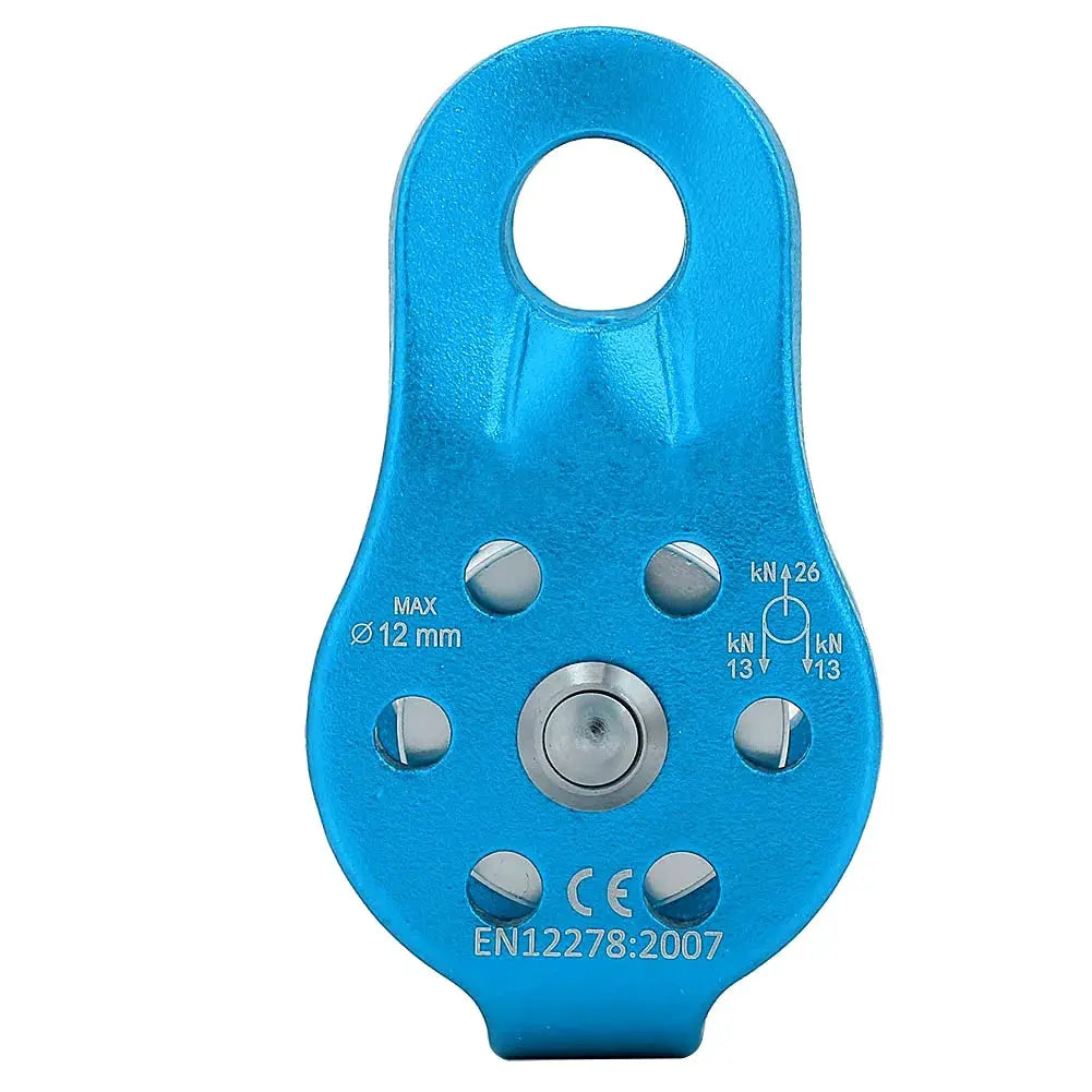 Single swivel rope pulley block, blue aluminium alloy, for 12mm rope