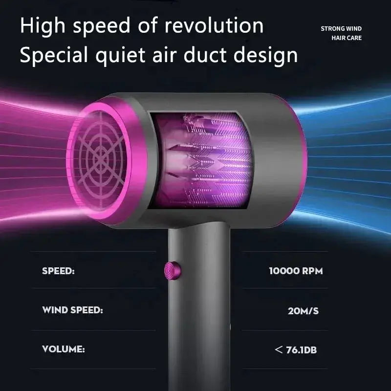 2000W salon professional handheld hair dryer with purple accents and dark gray body