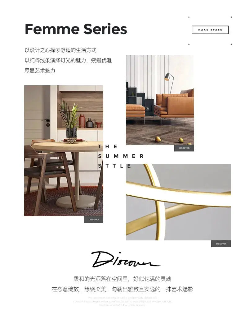 Clover pendant dining room lamp by Simples Market; Nordic modern design with a gold-tone finish