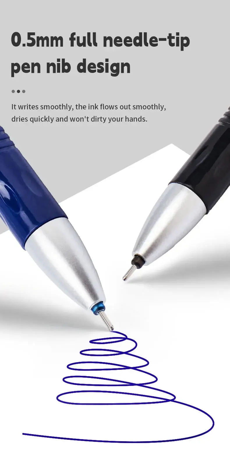 Kawaii erasable gel pen set by Simples Market, 26 pcs, 0.5mm needle-tip, blue and black inks.