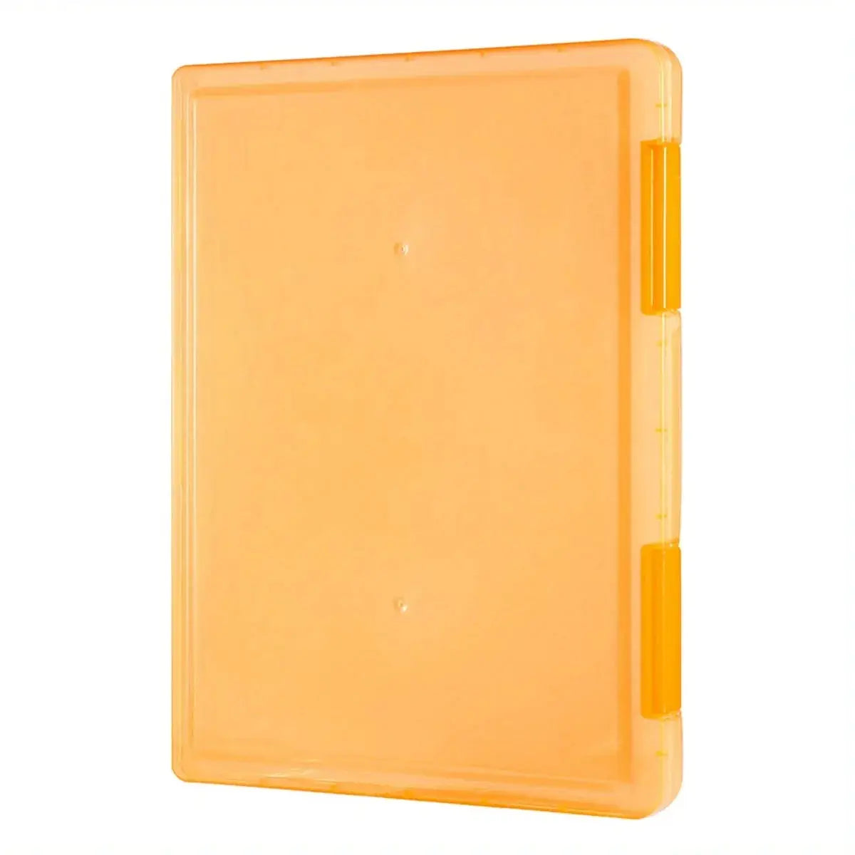 A4 plastic PP file box, portable, translucent orange with side latches