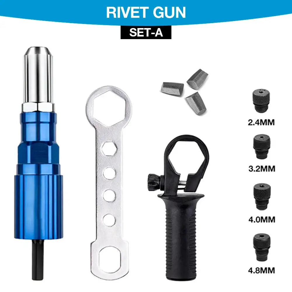 Electric Rivet Gun 2.4 To 4.8 Millimeter Portable Rivet Nut Gun Drill Adapter Kit For Wireless Cordless Use