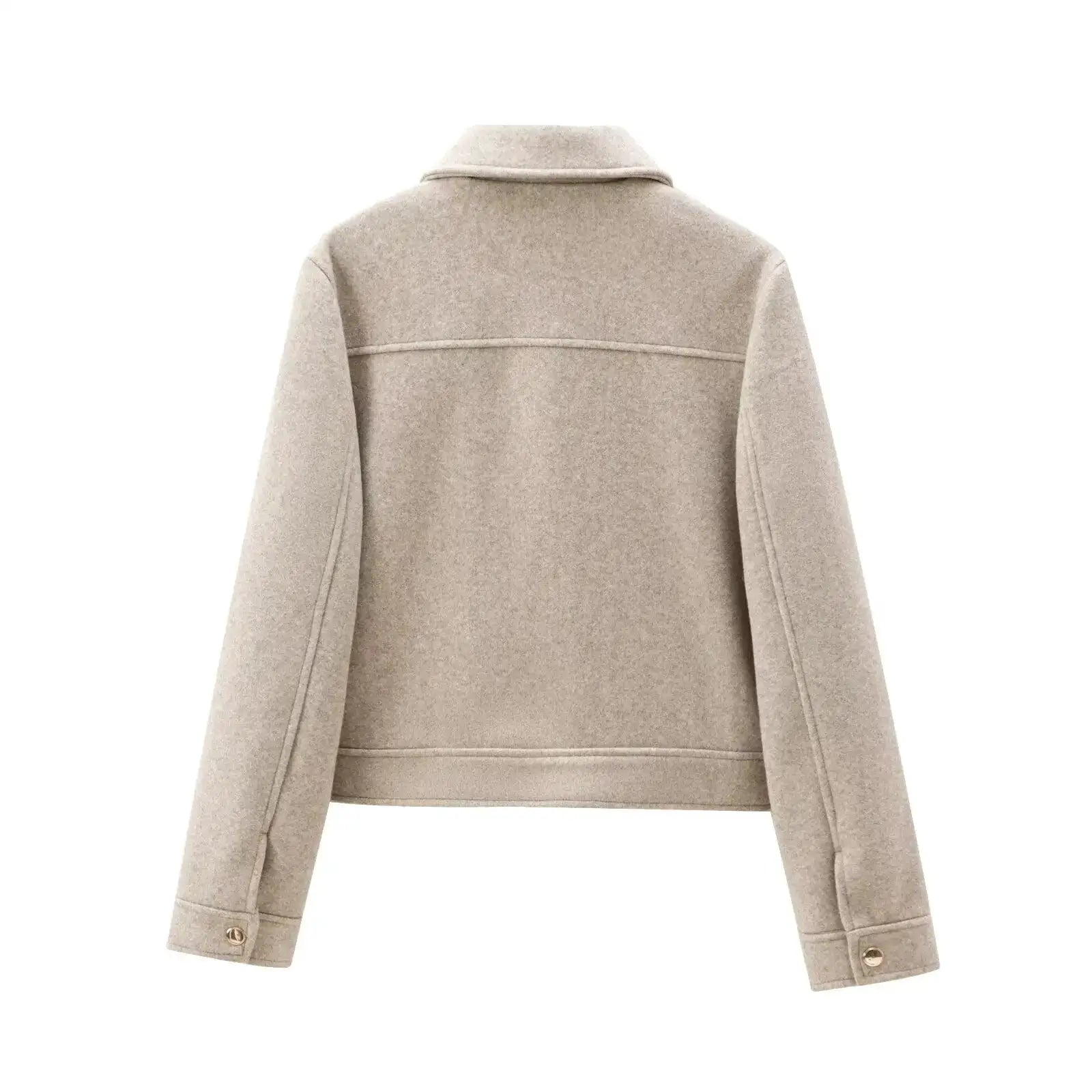 NovaWear Womens Zipper Jacket Coat With Turn Down Collar And Pockets For Elegant Streetwear Outerwear