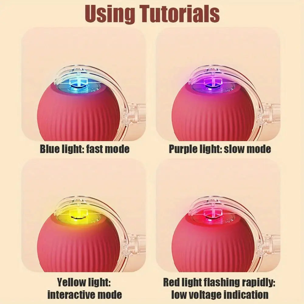 Automatic Interactive Cat Ball Toy Rechargeable Smart Rolling Ball With Faux Tail Mouse Imitation Cat And Dog Training