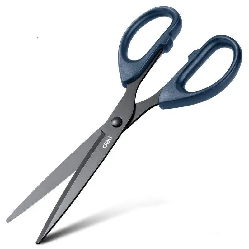 DELI Professional Office Scissors 180mm Heavy Duty Stainless Steel Blade Black Coated For Paper Craft And Cutting