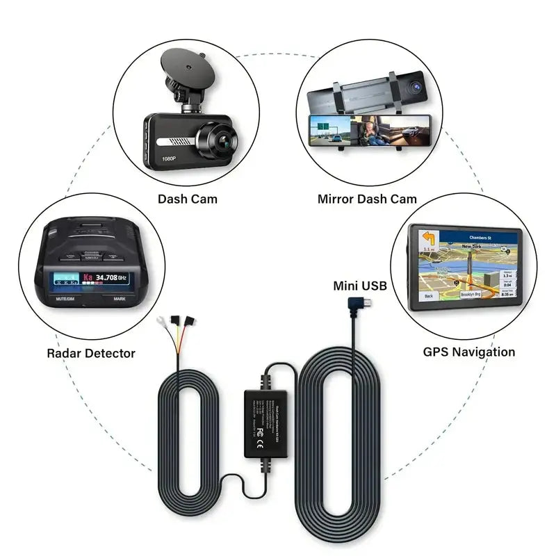 Simples Market 4-item 3-Channel dash cam kit in black with 1080P DVR and GPS navigation