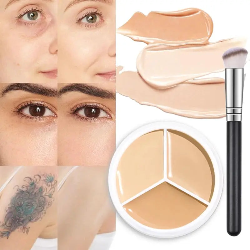 MAFFICK Three Color Concealer Palette For Dark Circles Blemishes And Eye Bags Professional Grade Coverage