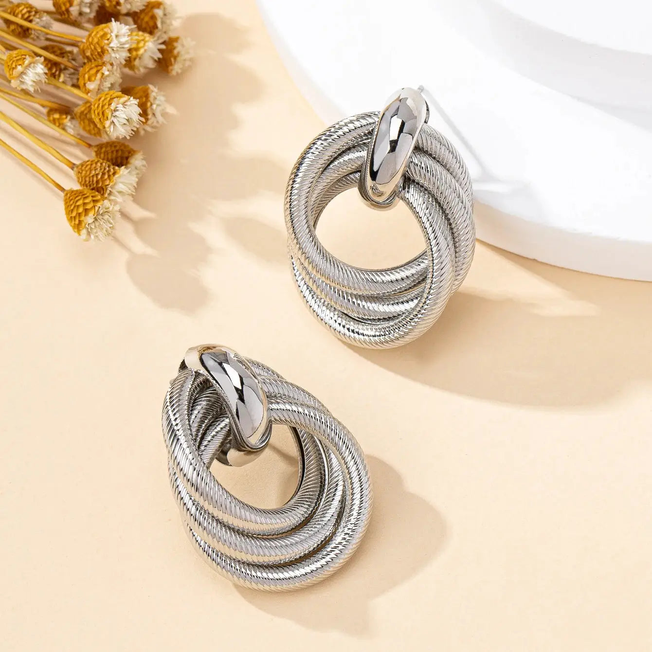 Bohemian Style Geometric Stud Earrings for Women with KC Golden Plating Iron Alloy Jewelry