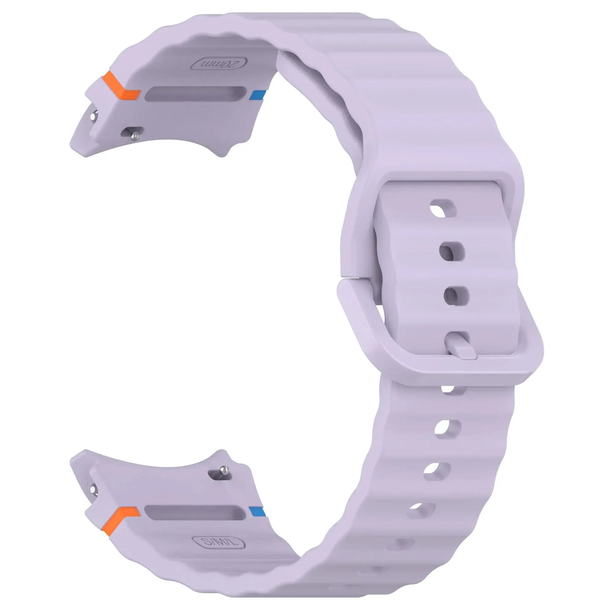 Simples Market lavender silicone Galaxy Watch strap with orange/blue accents for Galaxy Watch 7/FE/5 Pro/6/4 (44/40mm)