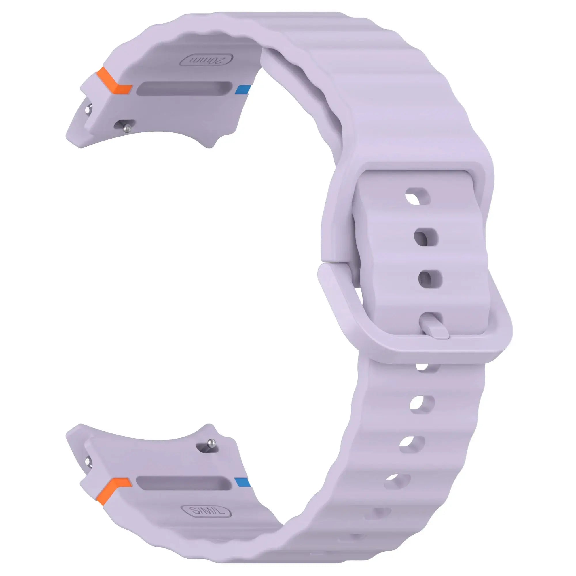 Simples Market lavender silicone Galaxy Watch strap with orange/blue accents for Galaxy Watch 7/FE/5 Pro/6/4 (44/40mm)
