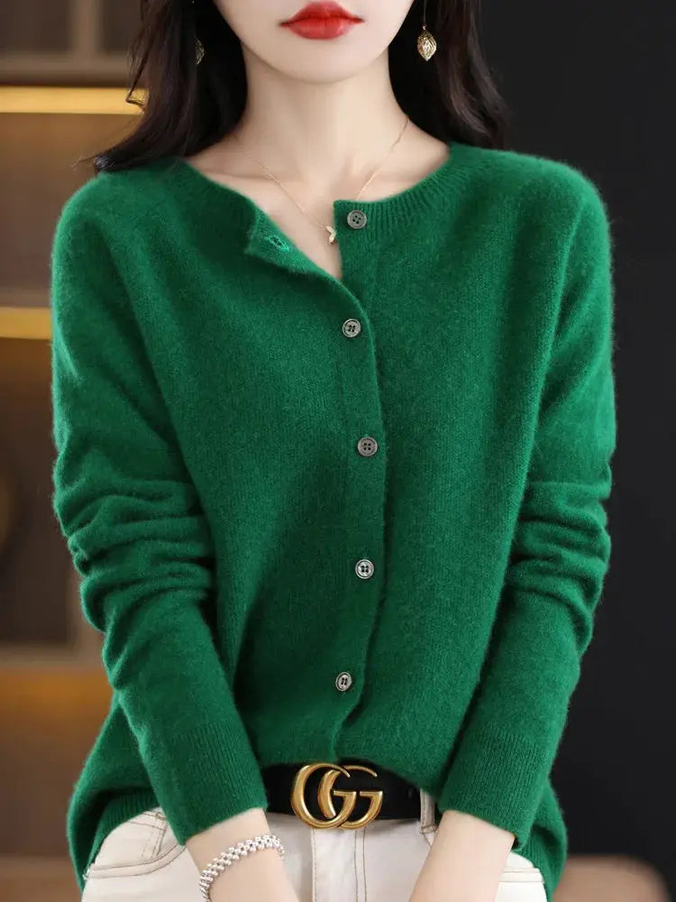 Everluxe Merino Wool Cardigan For Women With One Hundred Percent Australian Merino Softness For Autumn And Winter