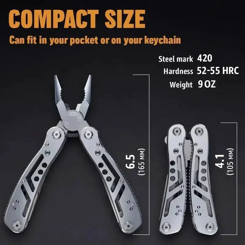 Compact Pocket Multitool With 420 Steel Pliers 24 Functions Essential EDC Gear For Camping And Hunting