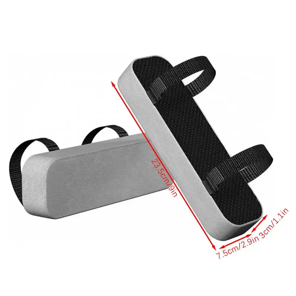 Simples Market 2-pack chair armrest cushions with memory foam; gray covers with black straps, removable and washable.