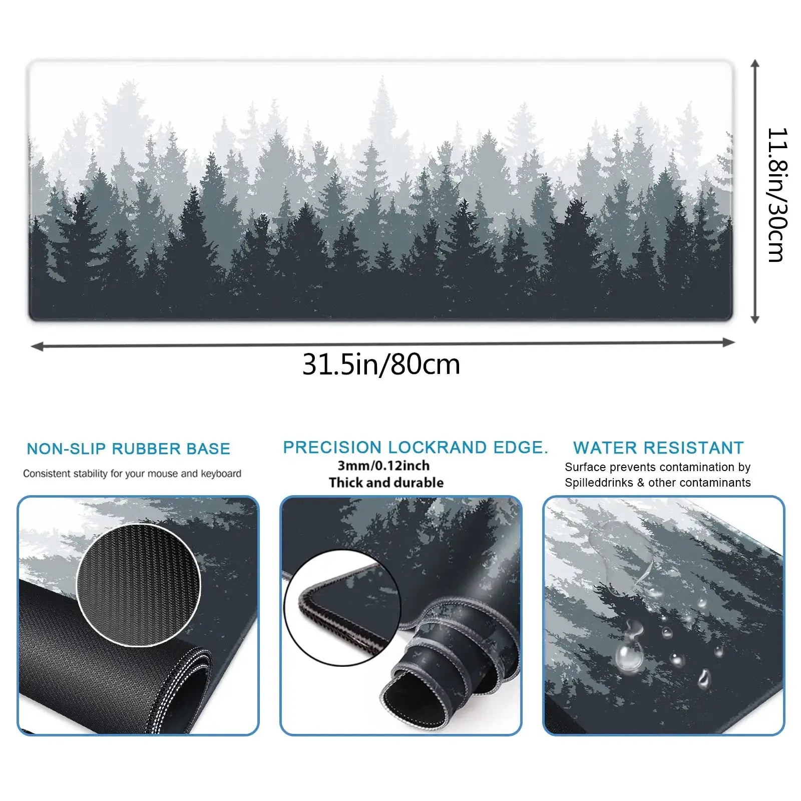 BLIKSEM Large Extended Gaming Desk Mouse Pad With Stitched Edges And Non Slip Rubber Base