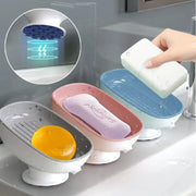 ZenCasa Bathroom Self Draining Soap Dish Holder With Super Suction For Secure Mounting On Smooth Surfaces