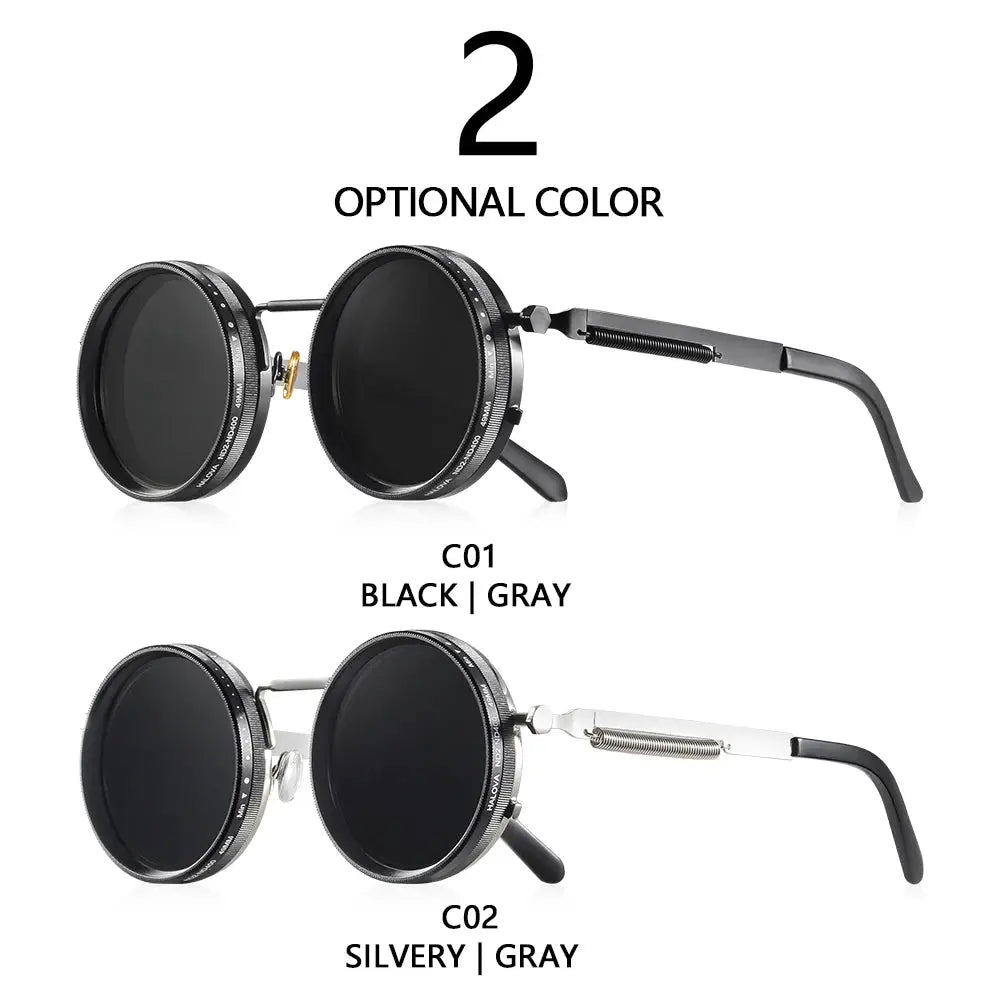 CRIXALIS Polarized Round Sunglasses With Adjustable Dimming ND9 UV400 Unisex Retro Punk Outdoor Fishing Eyeglasses