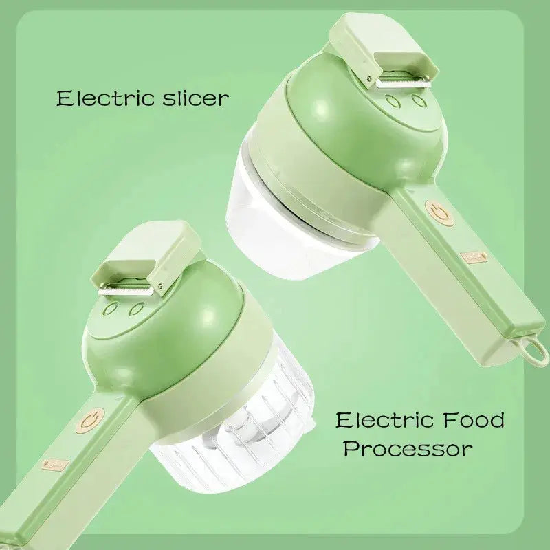 4 In 1 Electric Vegetable Cutter Set Handheld Wireless Garlic Masher Chopper Meat Grinder Food Peel Slice