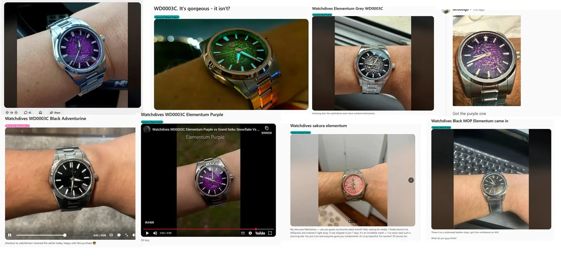Simples Market Watchdives WD0003C quartz men's wristwatch with ice-crack purple dial and stainless steel case and bracelet
