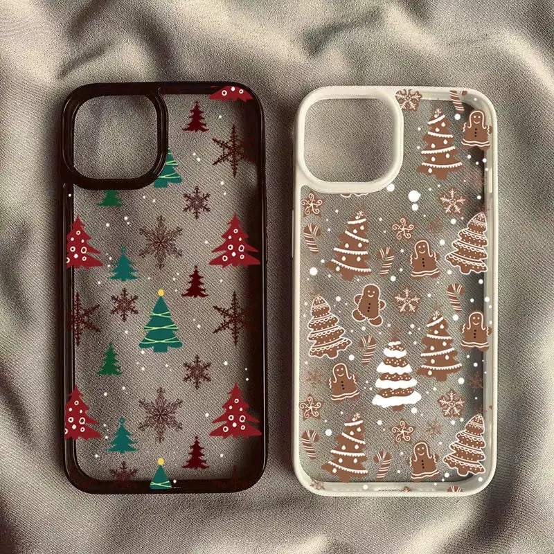 FestiveGuard Christmas Tree Snowman Clear Case For iPhone 11 Through 17 Pro Max Air Shockproof Cover