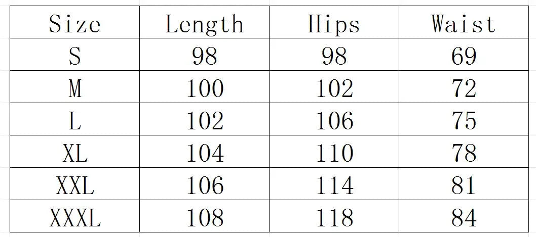 Men's sports pants size chart by Simples Market showing Length, Hips and Waist for S-XXXL.
