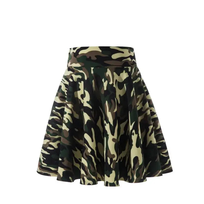 Skirt, camo print, flared skater-style mini, Simples Market
