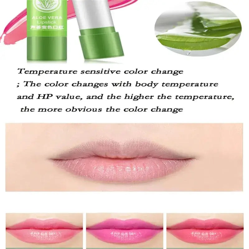1Pc Aloe Color Changing Lipstick With Moisturizing Aloe Gel Warms On Application For Lip Color And Care