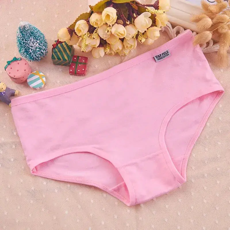 Women's pink cotton panties, breathable plus-size briefs