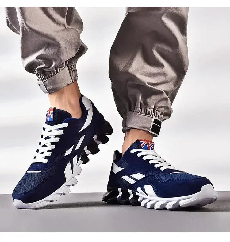 Men's fitness sneakers by Simples Market in navy with white laces and thick cushioned sole