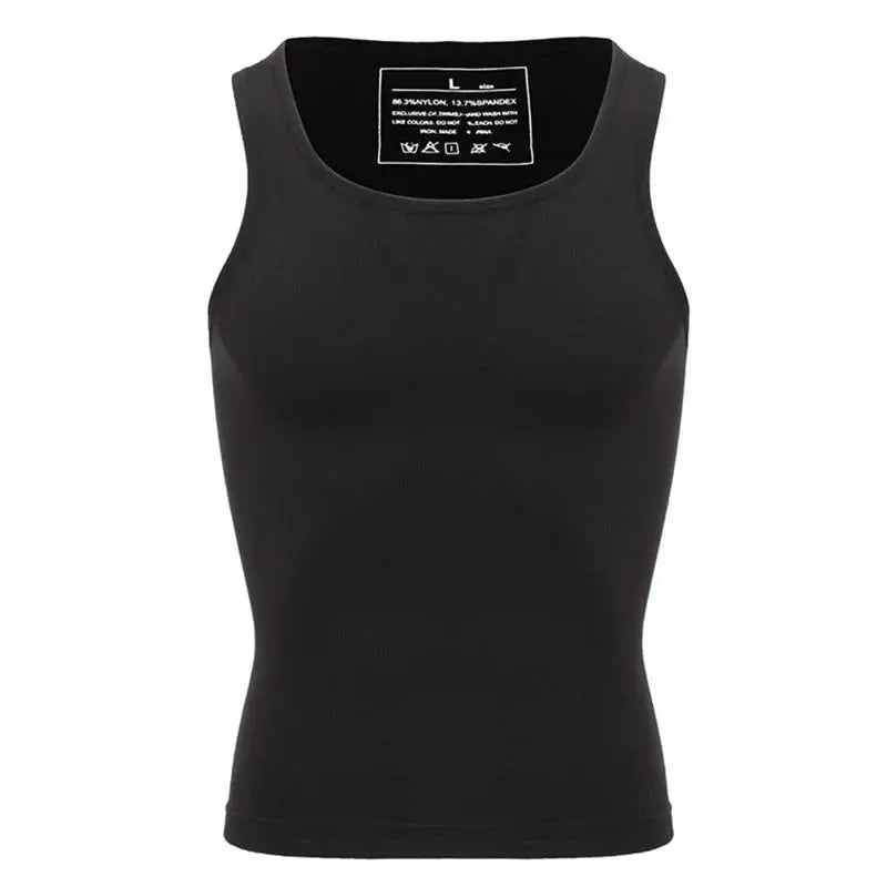 Men's black compression sleeveless tank top body shaper