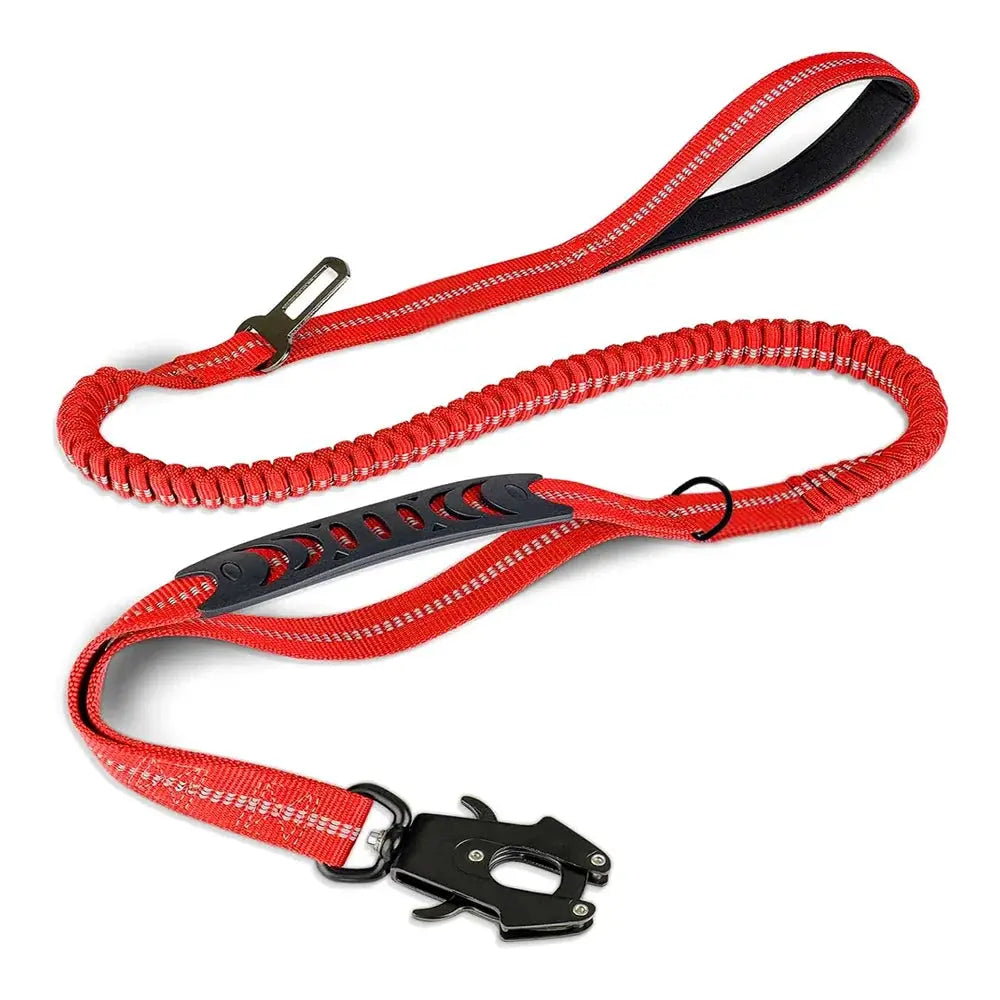 Reflective Shock Absorbing Pet Leash For Large Dogs With Car Seatbelt Heavy Duty Tactical Bungee No Pull