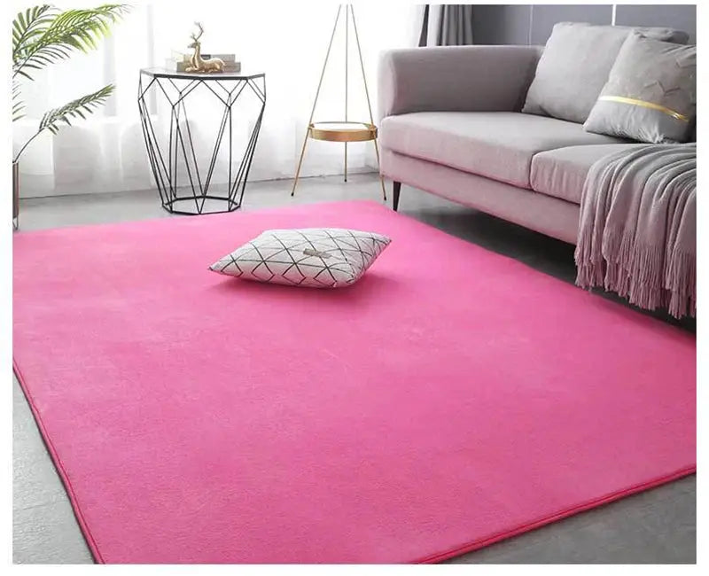 VIKAMA Coral Velvet Carpet Simples Market, bright pink, non-slip large living room rug for home decor
