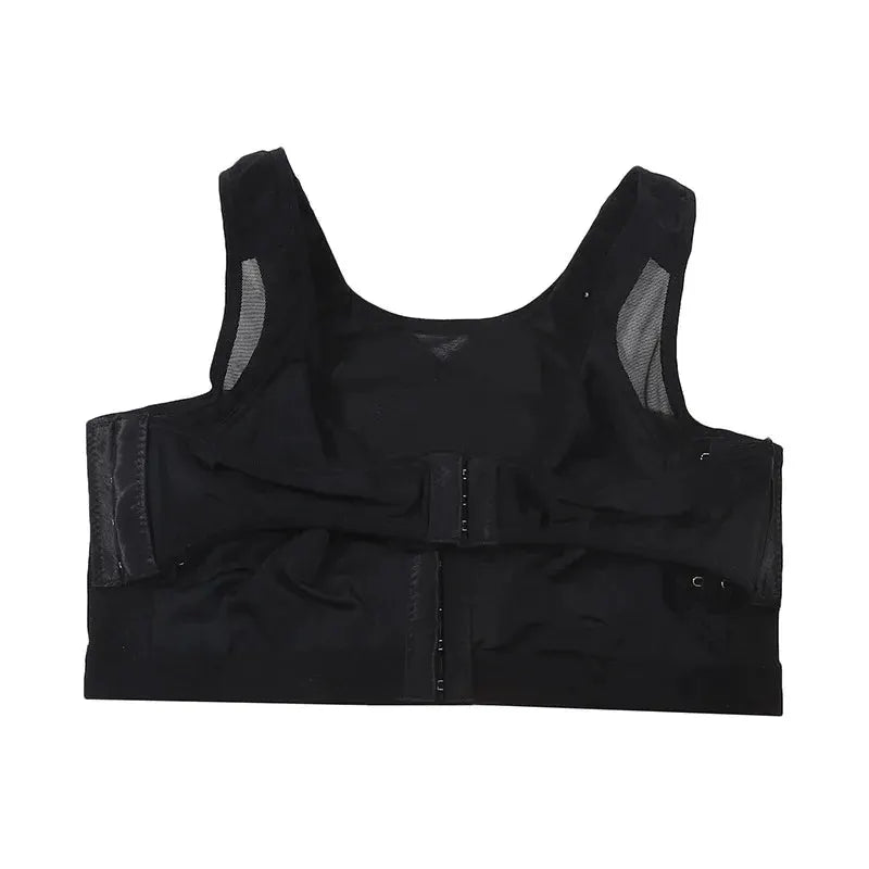 Simples Market black post-surgery compression bra with back hook closures and wide band