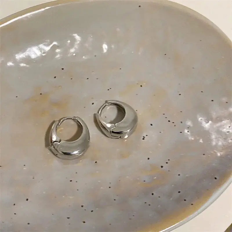 2Pcs Zinc Alloy Smooth Hoop Earrings For Women And Girls Elegant Luxury Jewelry Daily Wear