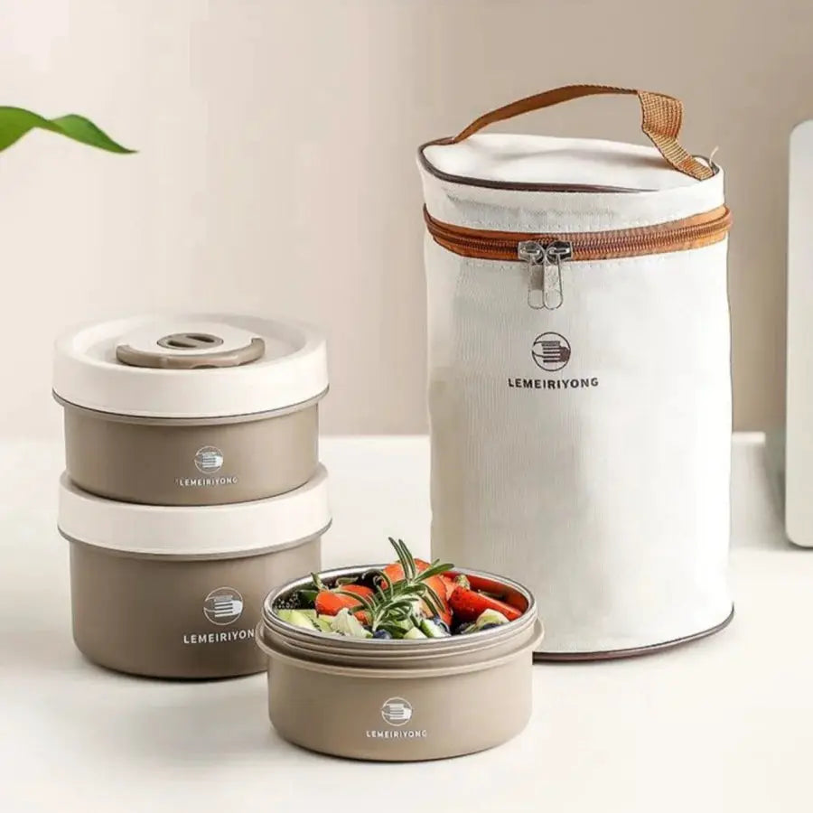 Portable Insulated Stainless Steel Lunch Box Set With Stackable Bento Compartments For Fresh All Day Meals