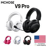 MCHOSE V9 Pro wireless gaming headset by Simples Market; 5 color options: black, white, pink, blue/white, red/black