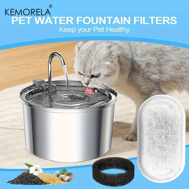 12 Or 15 Pack Cat Water Fountain Activated Carbon Sponge Filters For Stainless Steel Pet Water Dispenser