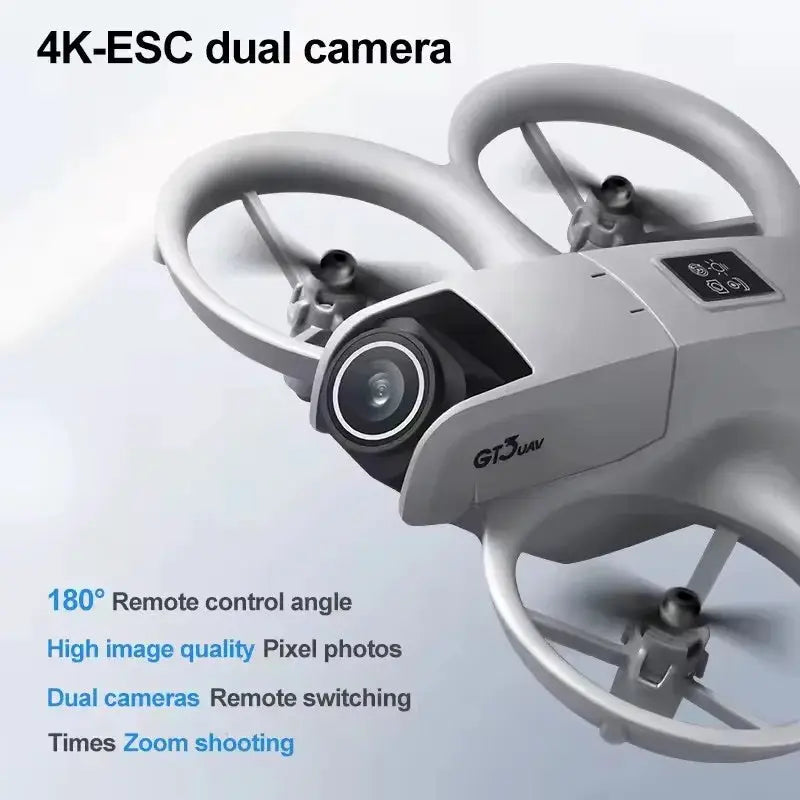 Drone GT3 MAX quadcopter with white body and 4K dual camera