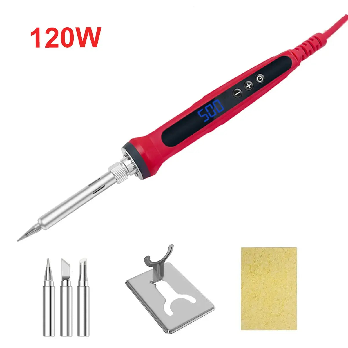 80W Soldering Iron Kit With Adjustable Temperature LCD Display Ceramic Heater Solder Tips Tweezers And Solder Wire