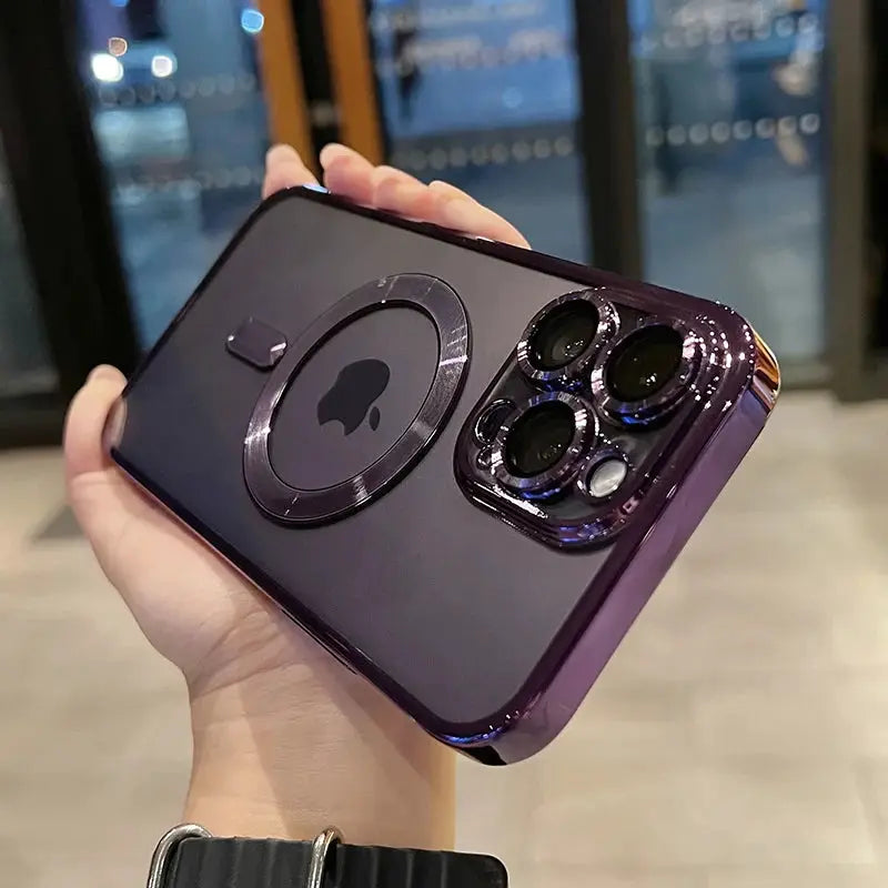Simples Market purple MagSafe case for iPhone 11–17 Pro Max, shockproof