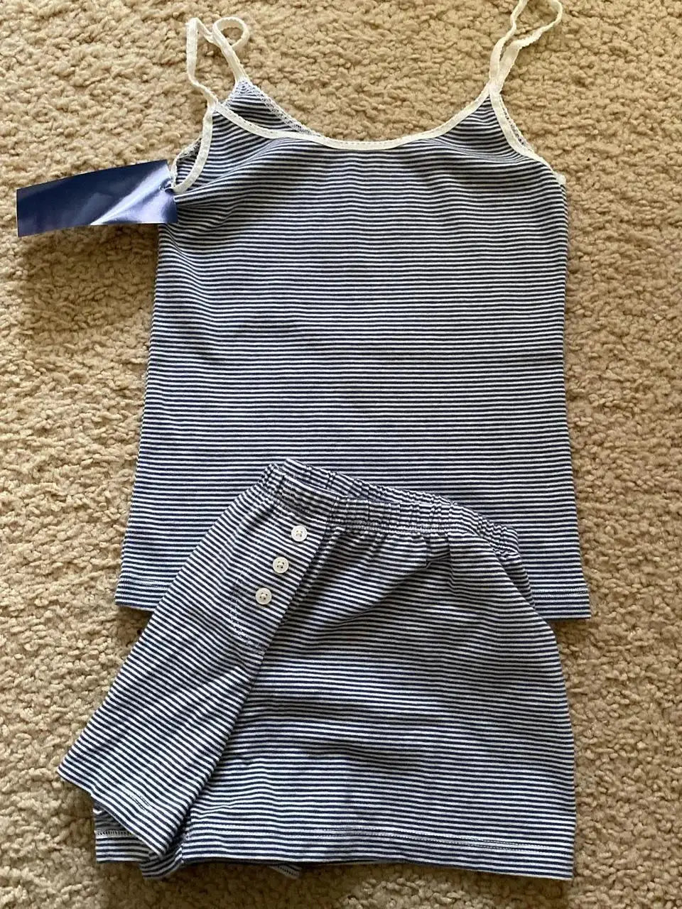 Strawberry Print Vest And Shorts Set For Women Eyelet Bow Tank Top