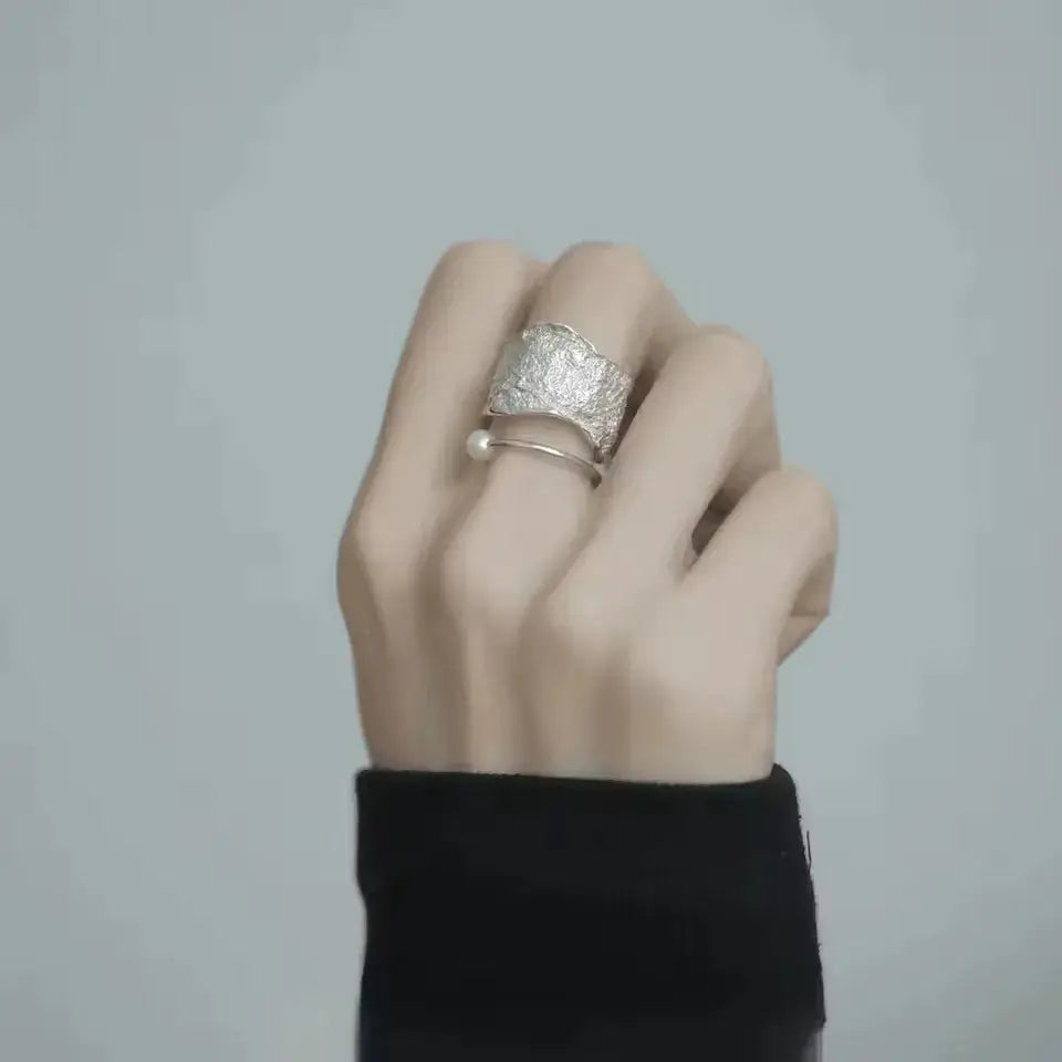 Ventfille 925 Sterling Silver Rings Fashion Hip Hop Vintage Couples Hollow Lines Punk Silver Party Adjustable Jewelry