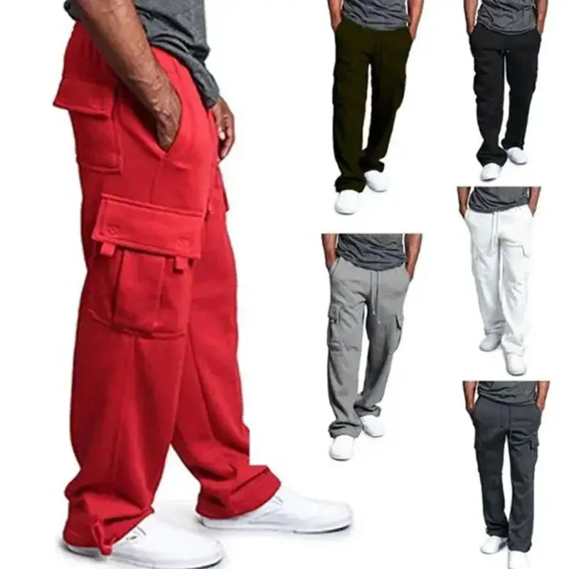 Men's cargo sweatpants with pockets from Simples Market, loose drawstring joggers in 6 color options.