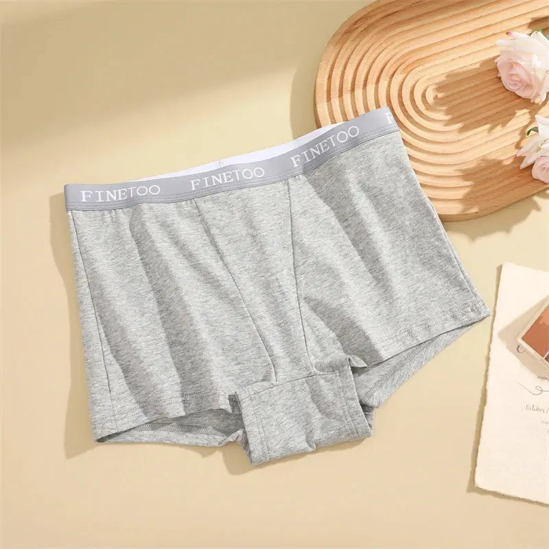 Finetoo women's cotton seamless boxer briefs in gray, soft fabric