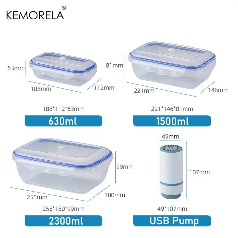 Vacuum Food Storage Box Set 1 To 3 Pieces Microwave Safe Fridge Organizer Fresh Keeping Sealing Food Dispenser