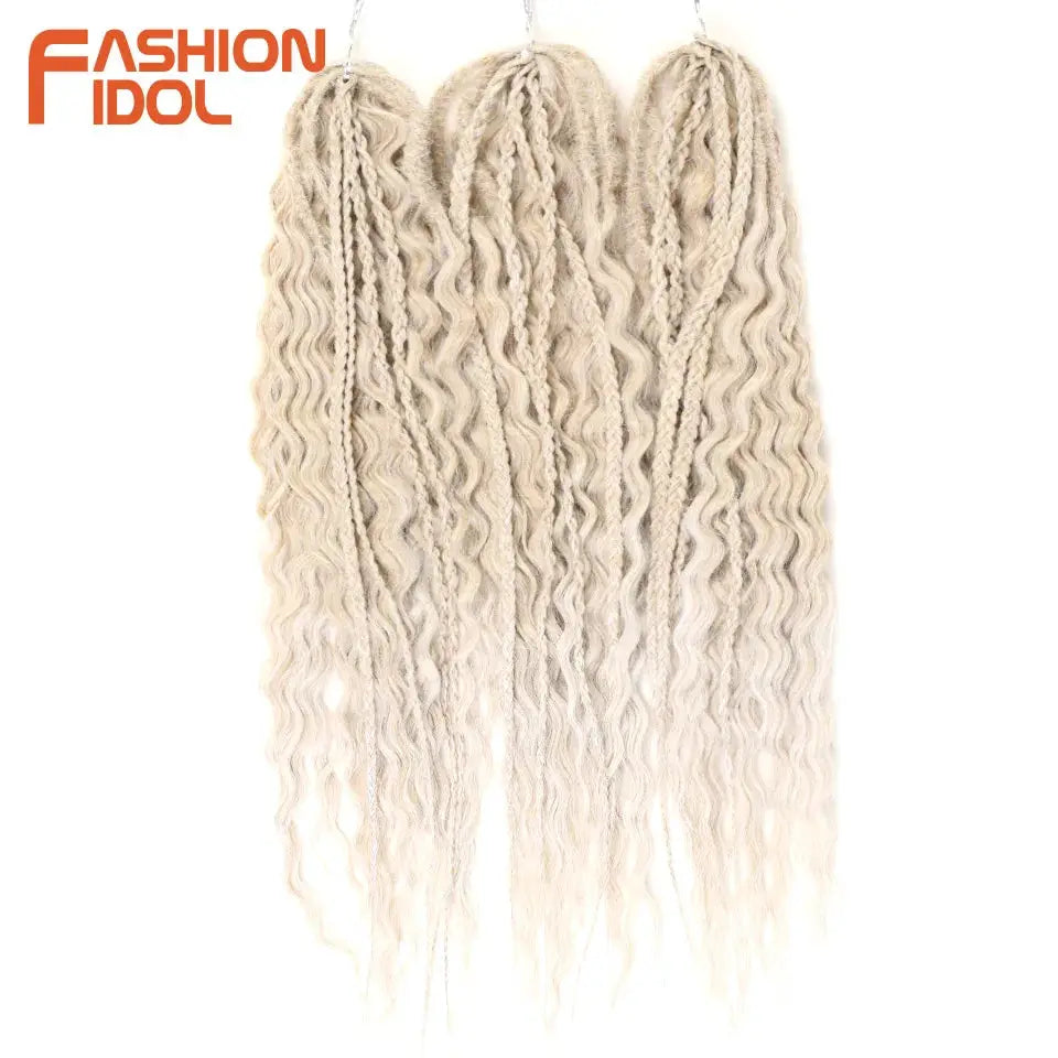 Ariel Hair Synthetic Twist Crochet Curly Hair 3 bundles 24in Water Wave Ombre Blonde-Brown Braiding (Fashion Idol)