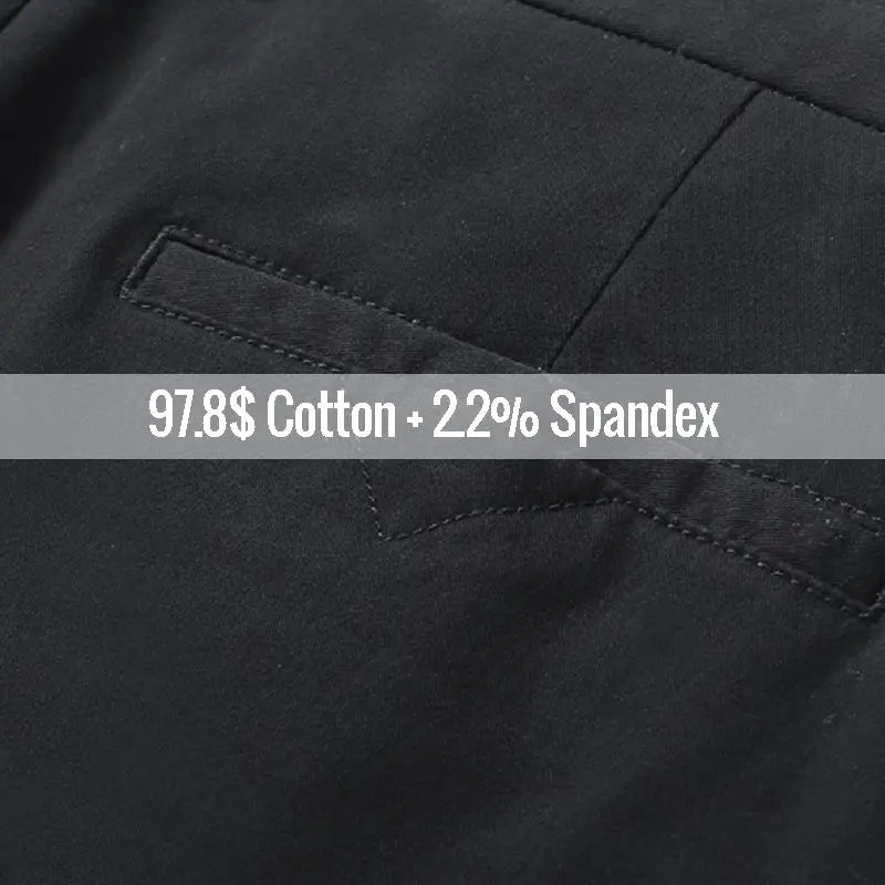 Men's casual pants black cotton-stretch chino pocket close-up