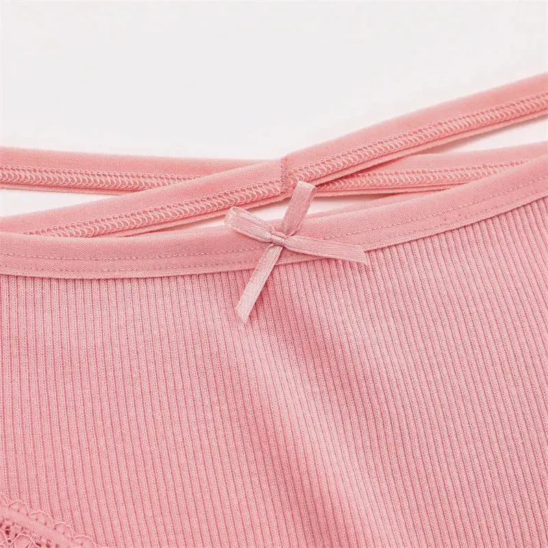 3-piece pink cotton panties set with bow accent, soft breathable low-rise briefs