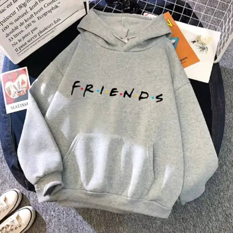 Friends Print Hoodie Women Long Sleeve Casual Loose Fit Warmth For Spring And Autumn Streetwear