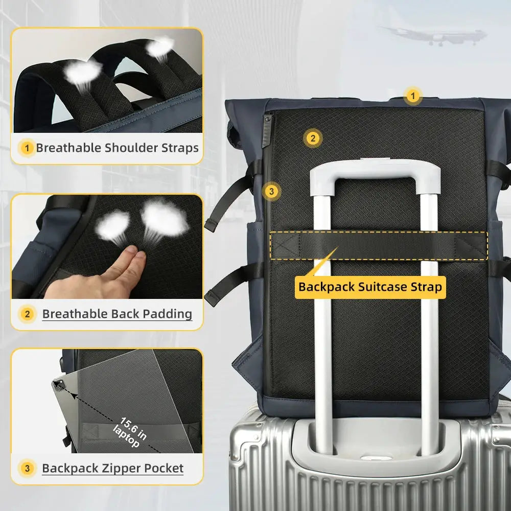 Simples Market HK Large 15.6in Laptop Backpack with USB port; anti-theft travel backpack, breathable shoulder straps