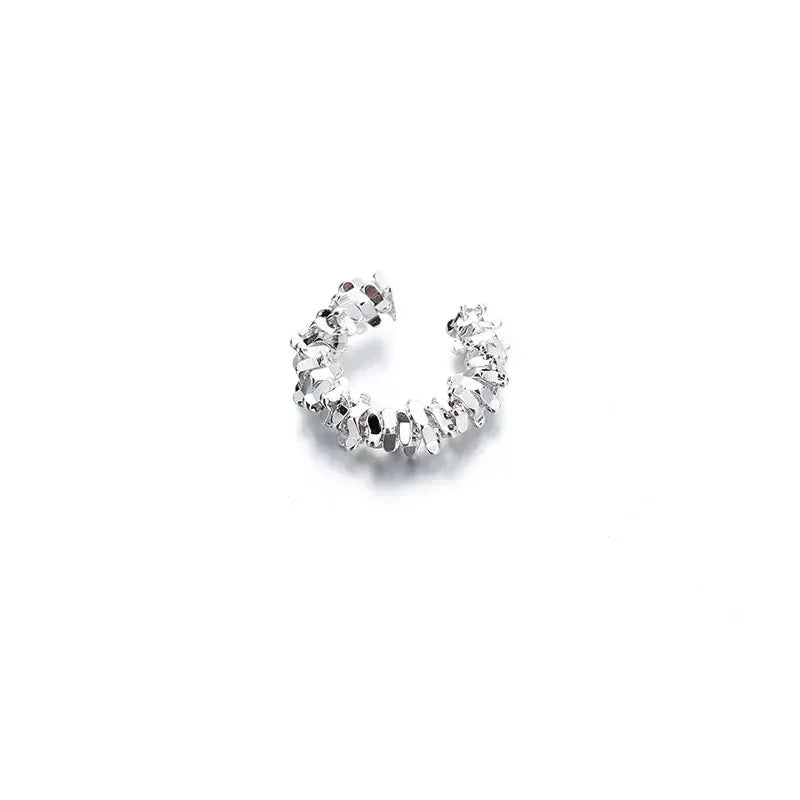 Irregular star clip earrings, Simples Market silver-tone ear cuff for non-pierced ears, 1 piece